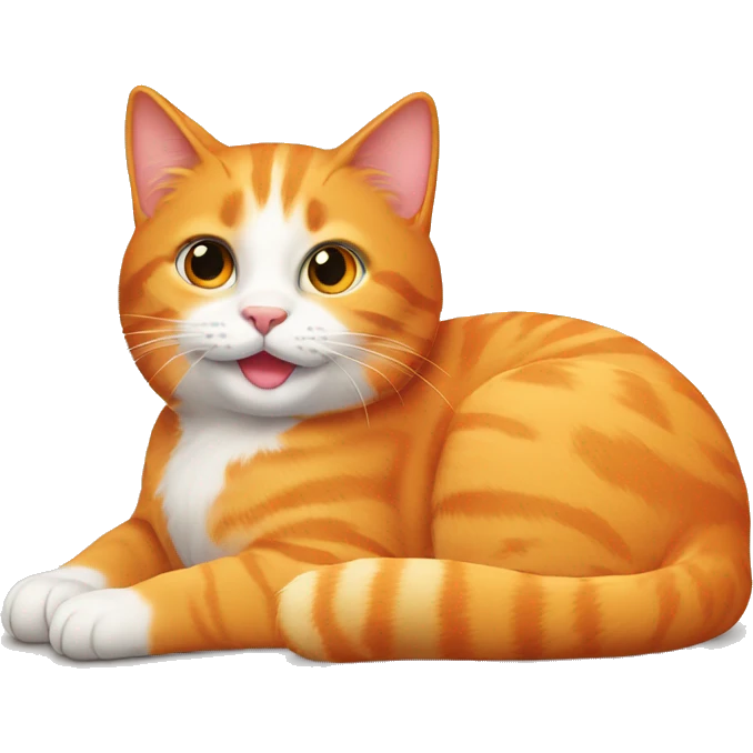 Orange cat laying and liking itself  emoji