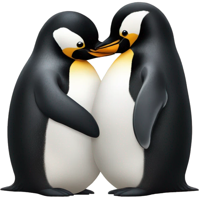 One bretzel and one pinguin hugging each other emoji