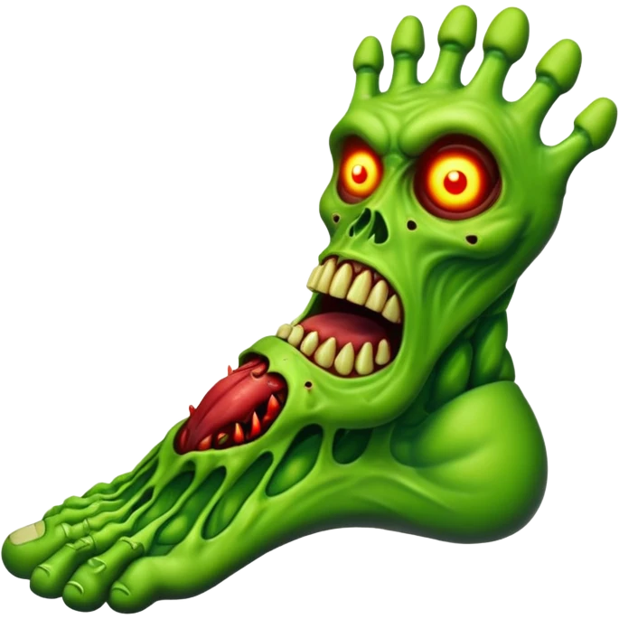 radioactive foot with evil face emoji