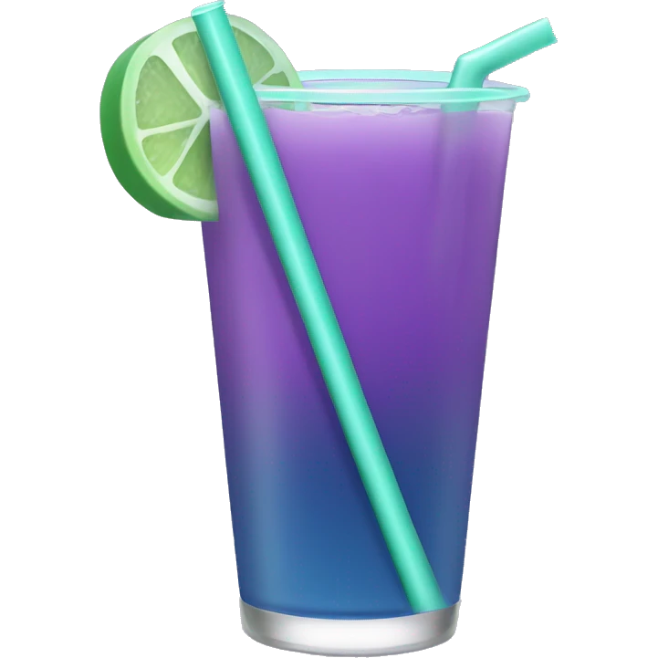 teal and mint color drink, purple straw emoji