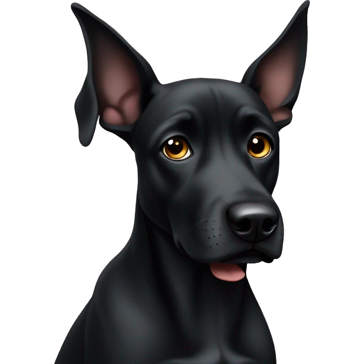 sad looking black dog with folded ears emoji