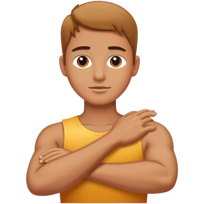 arms cross holding neck emoji