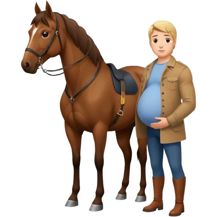 pregnant man body with horse emoji