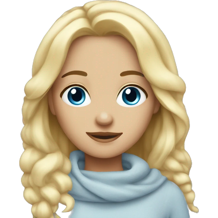 cozy blonde girl blue eyes emoji
