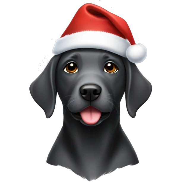 Charcoal Labrador retriever with Santa hat emoji