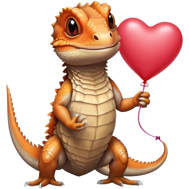 bearded dragon with heart balloon emoji