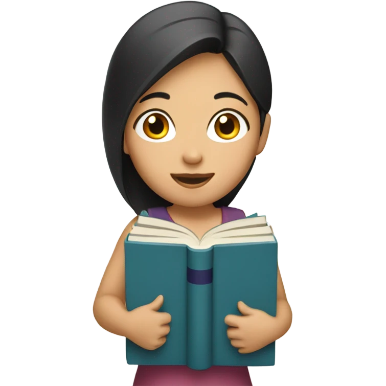 Asian girl with books emoji