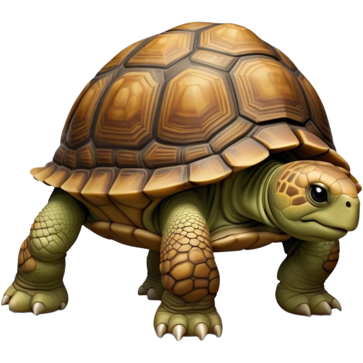 cinematic-tortoise-realistic-full-body-walking-emoji,-sturdy-domed-shell-in-rich-earthy-tones,-thick-scaled-legs-moving-slowly-but-deliberately,-wrinkled-wise-face-peering-ahead-with-calm-determination,-large cute eyes-reflecting-centuries of wisdom emoji