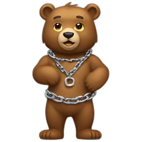 bear wearing a chain 3/4 view emoji