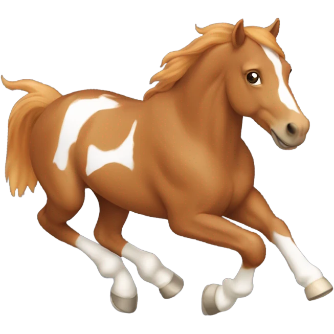 Galloping horse ginger with a white right back hoof and a blesse emoji