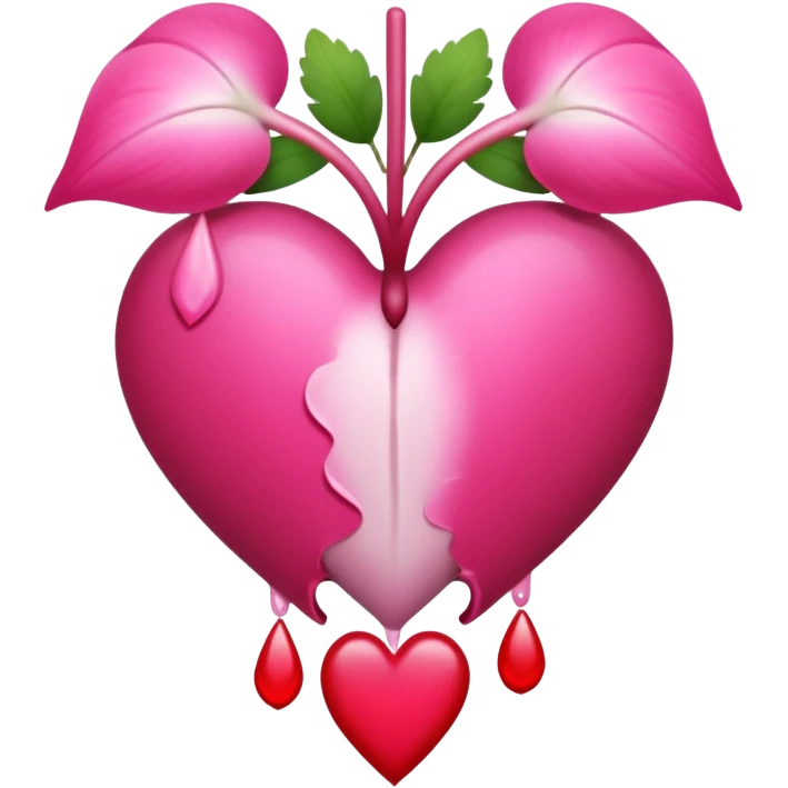bleeding heart flower heart drop bottom emoji
