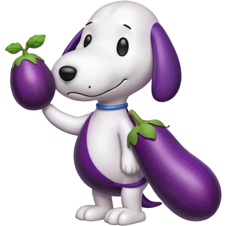 Snoopy with an eggplant emoji