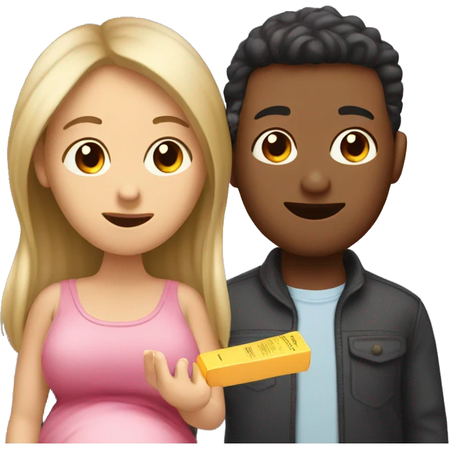 couple looking at pregnancy test emoji