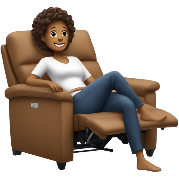 Mom relaxing on lazboy recliner sofa emoji