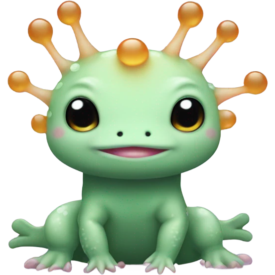 green axolotl with amber eyes sanrio emoji