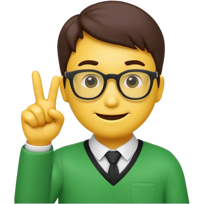 a normal emoji with nerd face and a finger upp with greenscreen emokjin will be a originall yellow type emoji