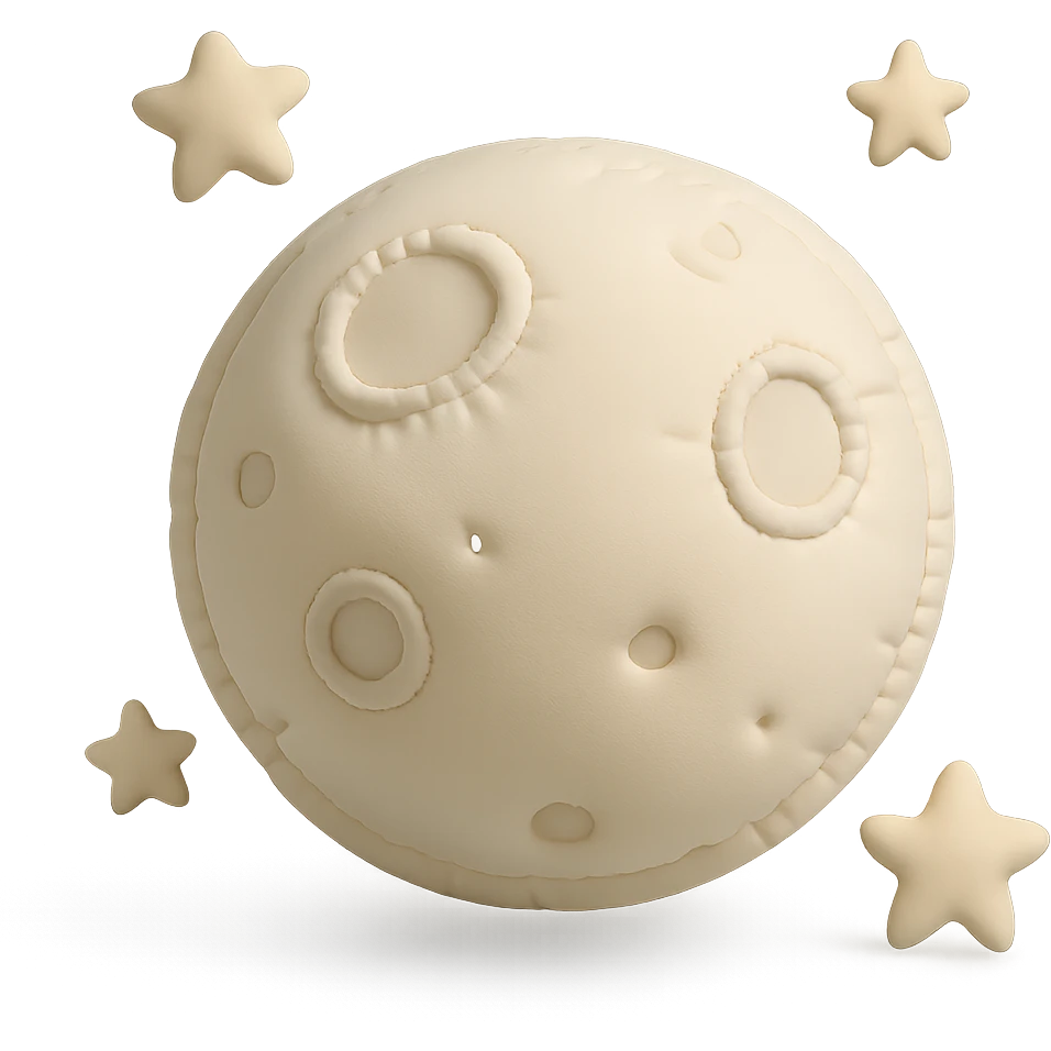 full moon surrounded by twinkling stars in a night sky, cozy and whimsical emoji