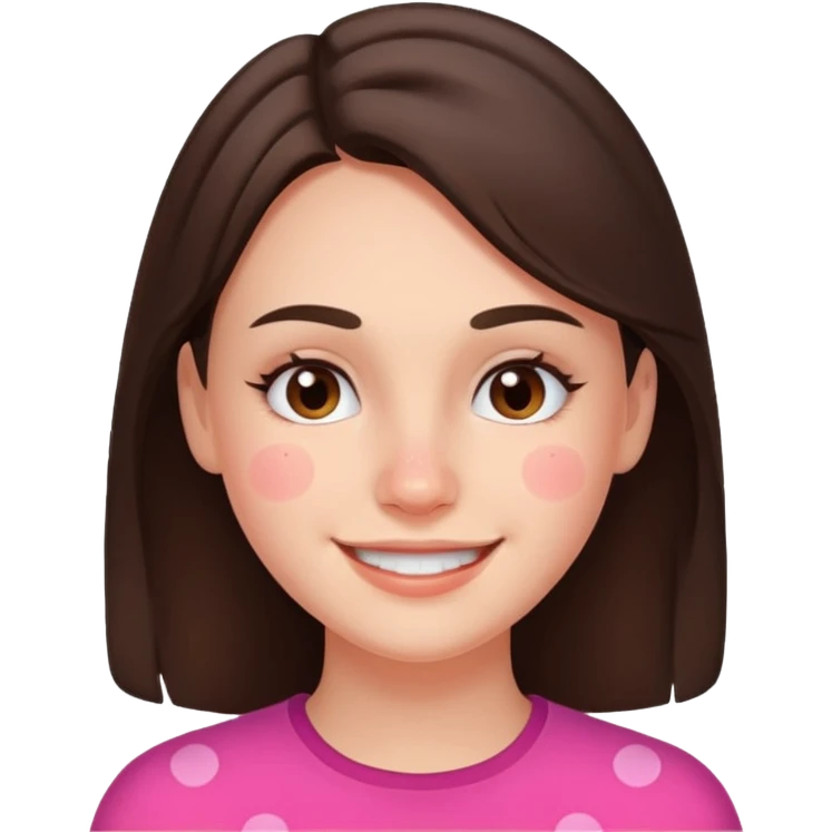 brunette with pimples on her cheek and forehead, still smiling emoji