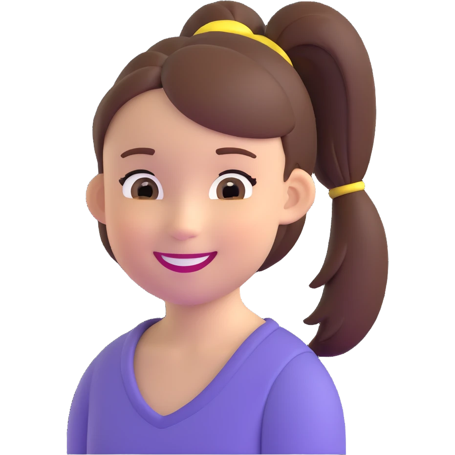 niña con coleta, expresión sonriente emoji