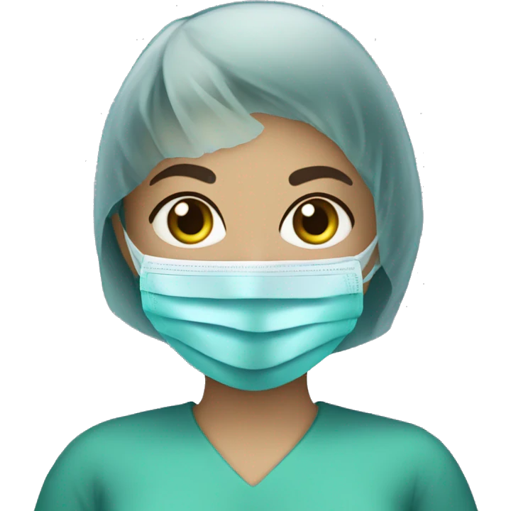 Teen girl wearing surgical mask and latex gloves  emoji