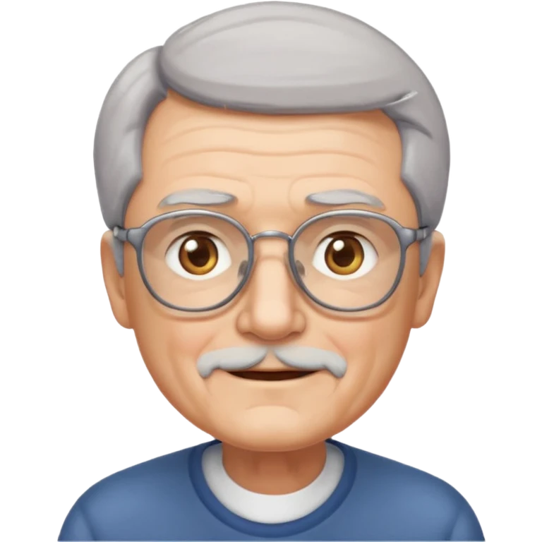 elderly man with square glasses, square face, gray hair, emoji style emoji