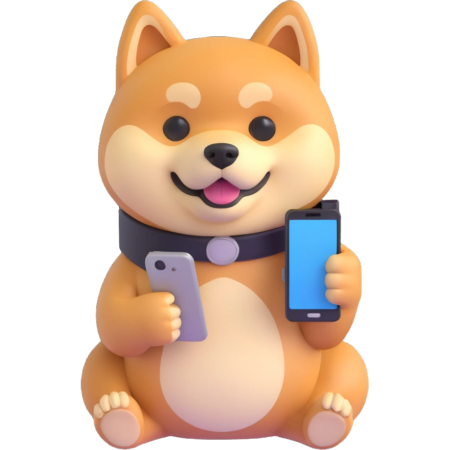 shiba inu holding a phone emoji