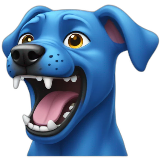 Blue dog snarling emoji