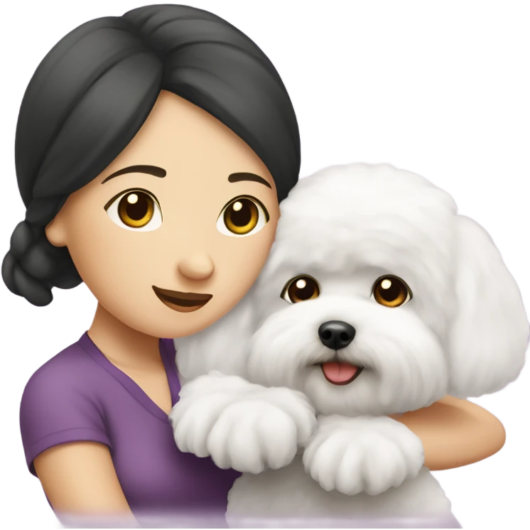 A cute bichon frise with an Asian woman  emoji