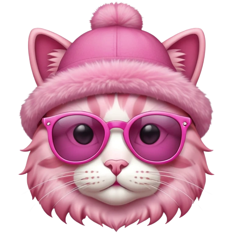 pink cat wearing sunglasses and hat emoji