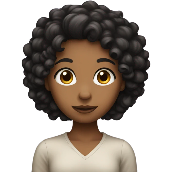 Sneaky brown skinned girl with black curly hair emoji