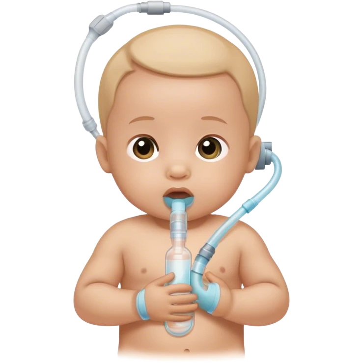 bebe pequeno com tubo para respirar emoji