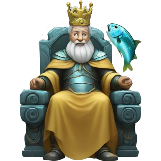 old king sit on tron with fish in hands emoji