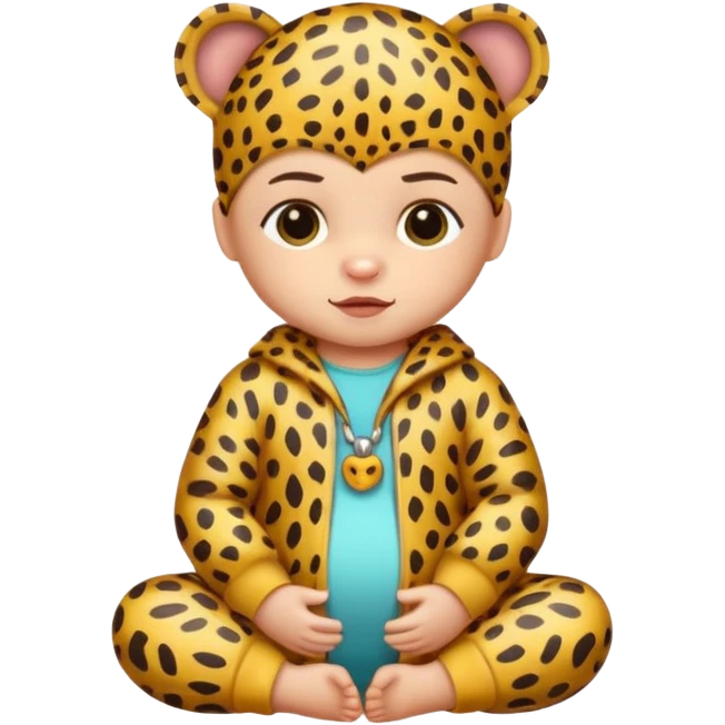 human baby with leopard patterned clothes emoji