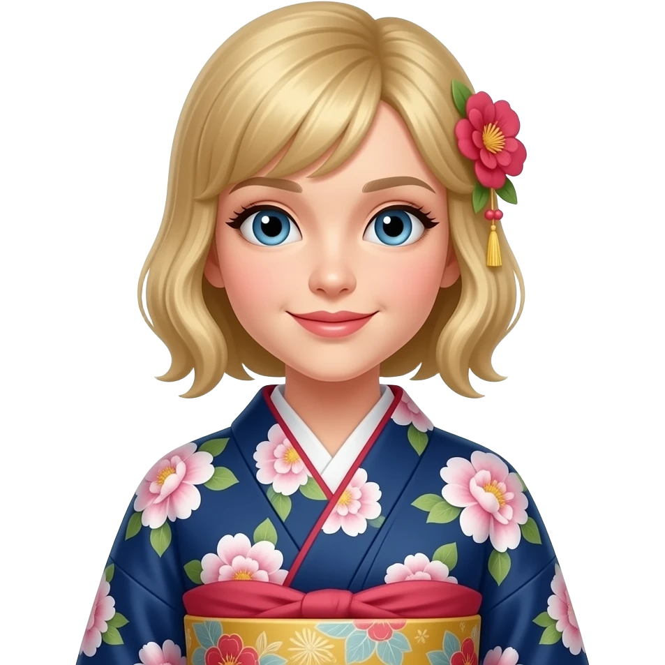 UNA MUJER RUBIA CON UN KIMONO JAPONES emoji