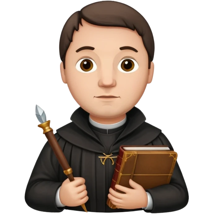 Martin Luther with a quill and Bible emoji