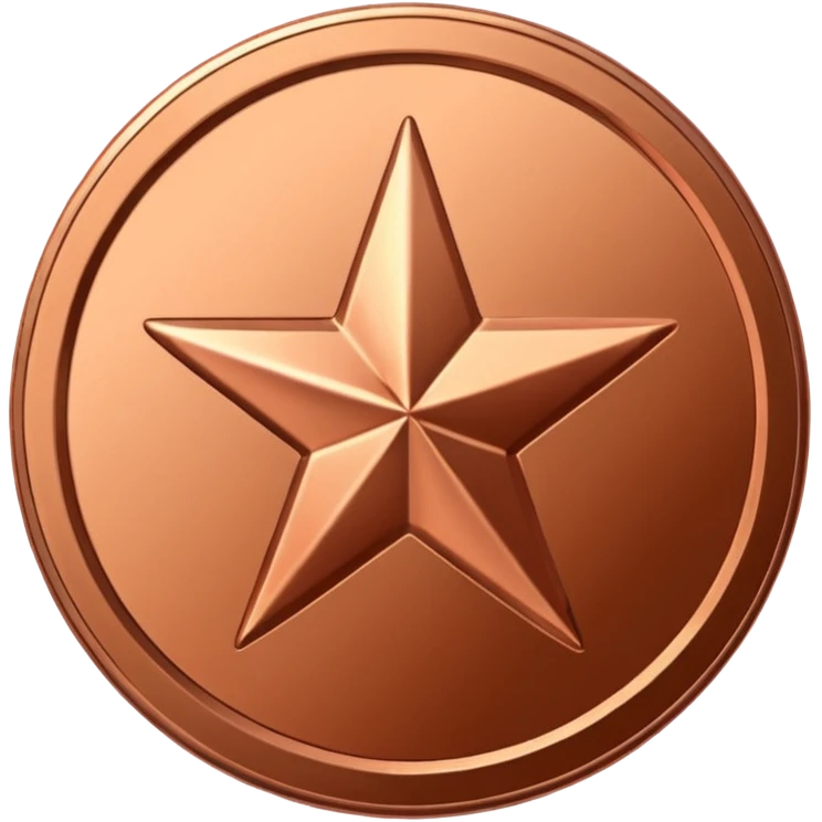 A shiny, metallic coin in Copper's signature brand color. In the center, you could have a simple star, a checkmark, or a "W" for "Win." emoji