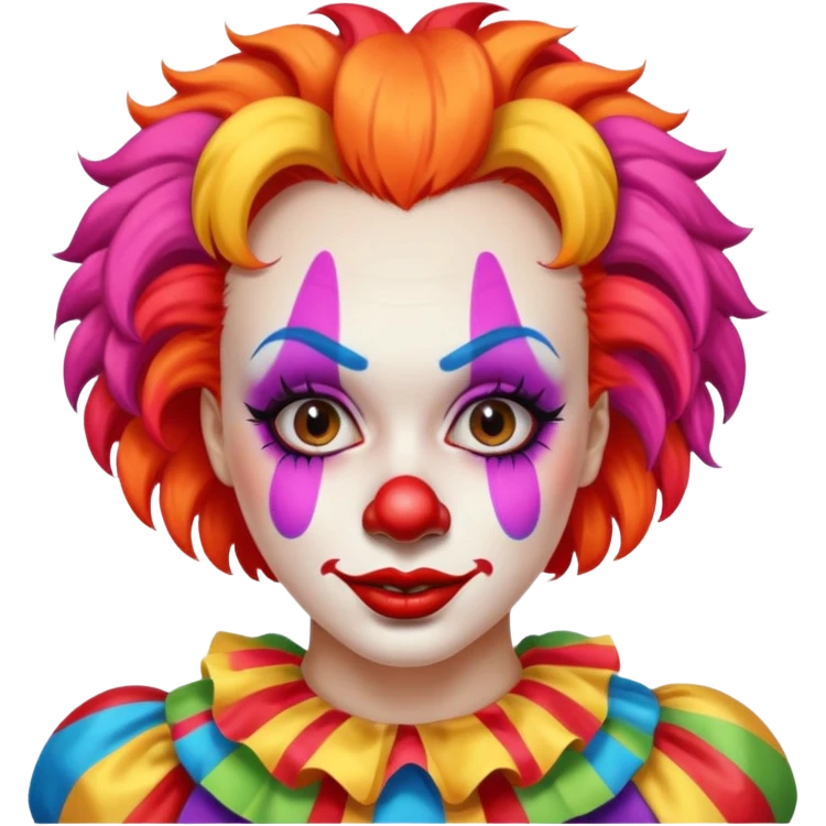 Woman in embarrassing clown makeup emoji