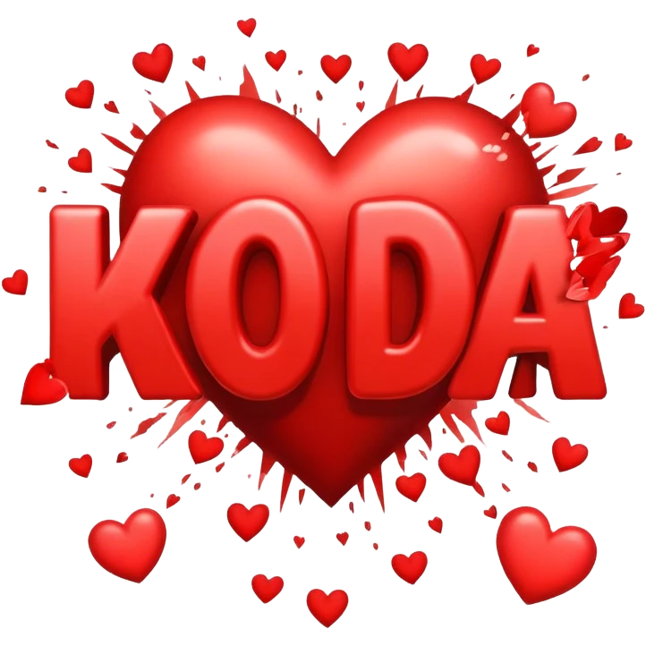The word Koda exploding with hearts emoji