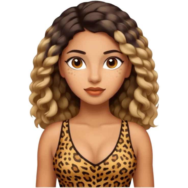 attractive full body latina with massive curves, breasts, and ass wearing a tight leopardskin dress emoji