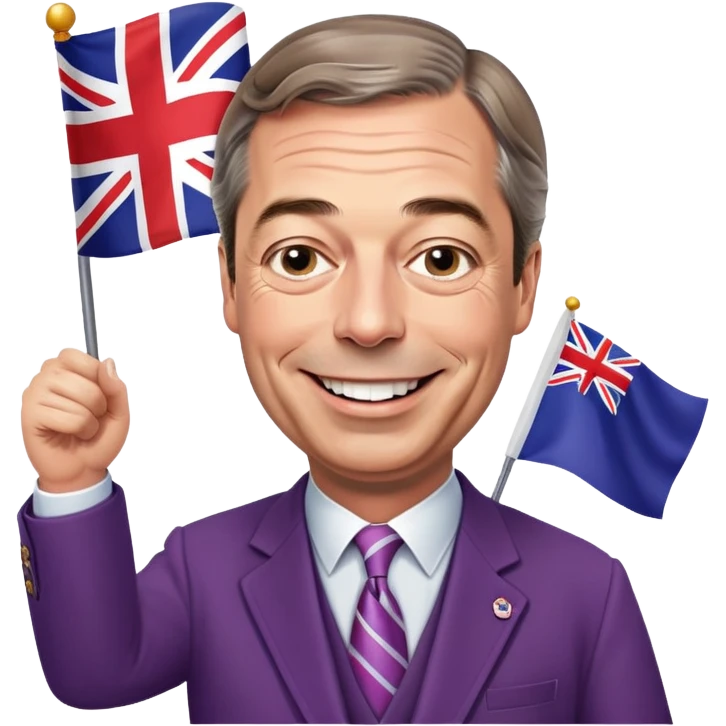 Nigel Farage waving a flag emoji