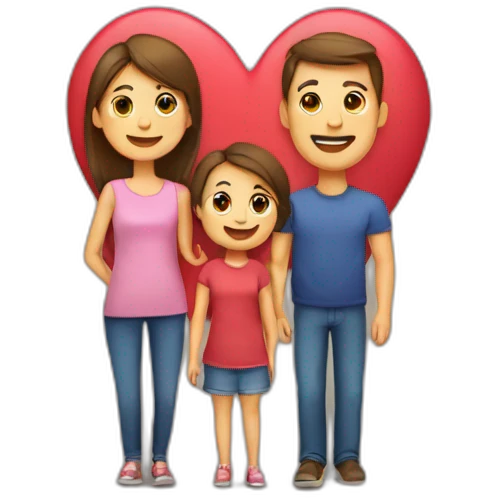 Heart and mom and dad and kids emoji