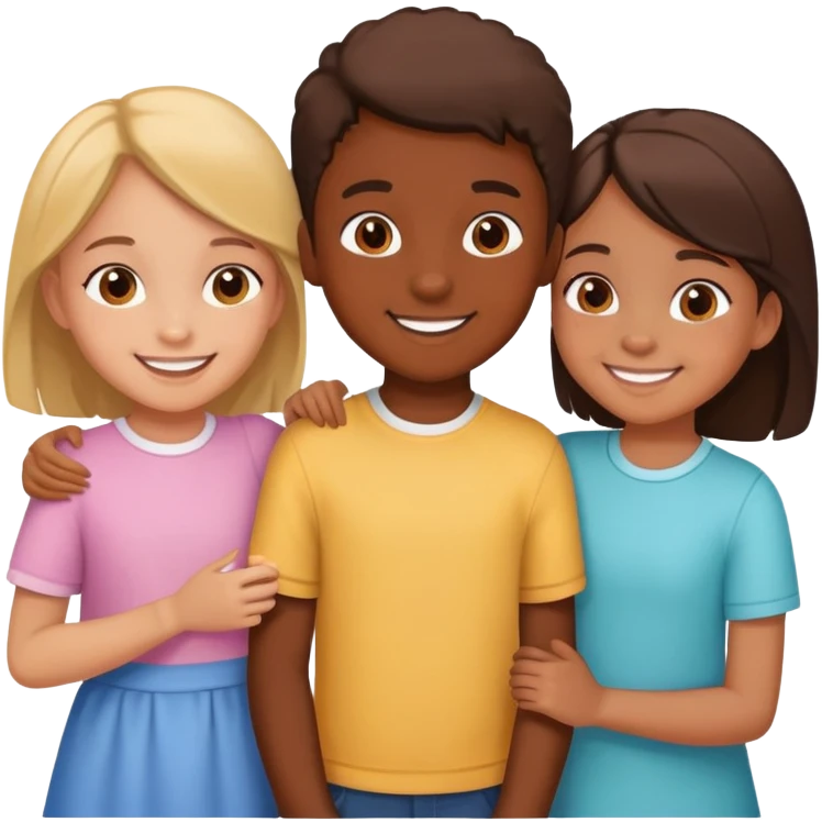 siblings playing together - one boy and two girls emoji