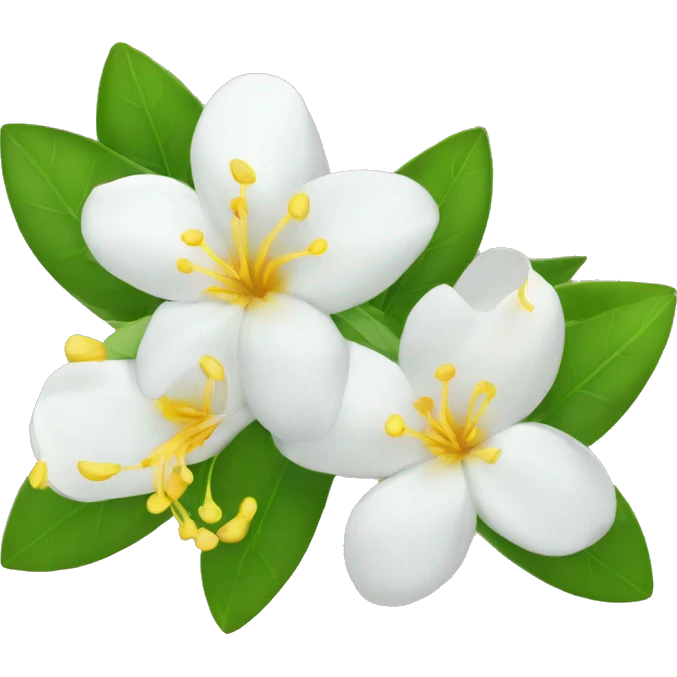 Jasmine flowers with white petals and yellow center of petals with stamens. emoji