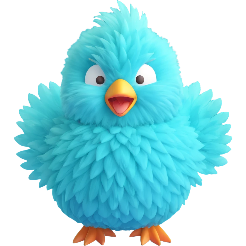 hair dryer bird, soft fluffy, blowing gentle air, happy face, soft pink, full-body emoji