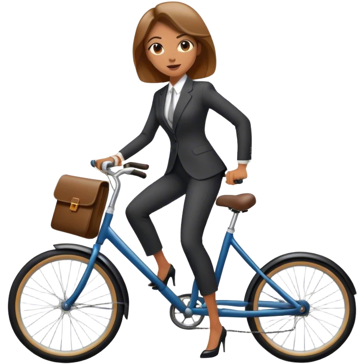 Business woman with a suite with long pants on a bikecykle emoji