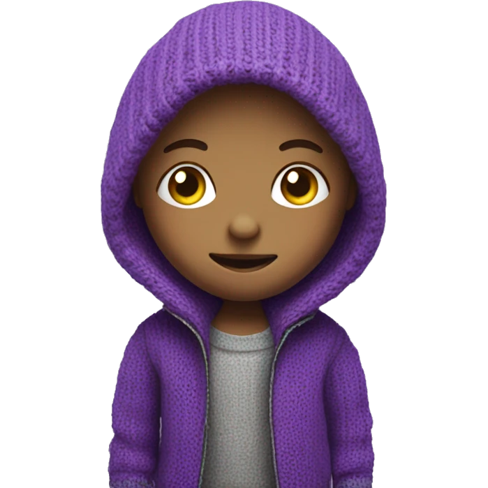 cute, cute robot-kid, in a knitted purple jacket.  emoji