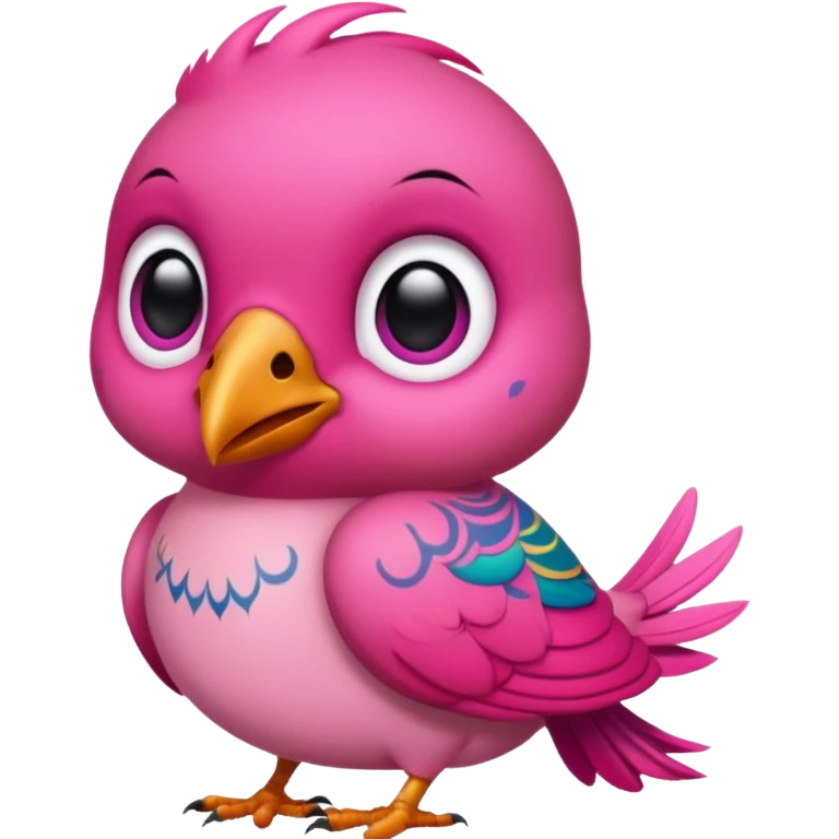 pink bird with piercings and tattooes emoji