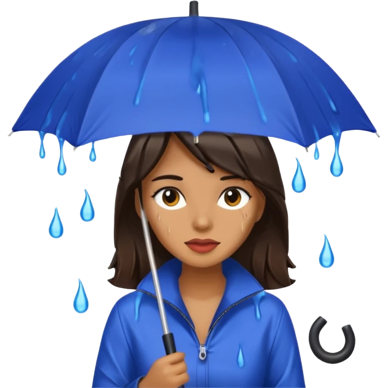 she getting wet (umbrella, dripping dark hair) emoji