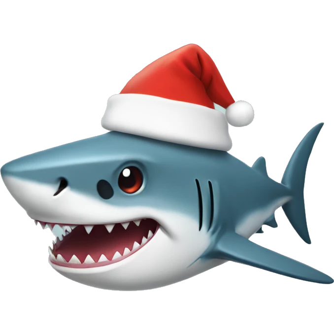 Shark with a Christmas hat emoji