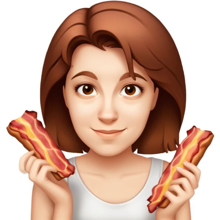 Happy girl with bacon emoji